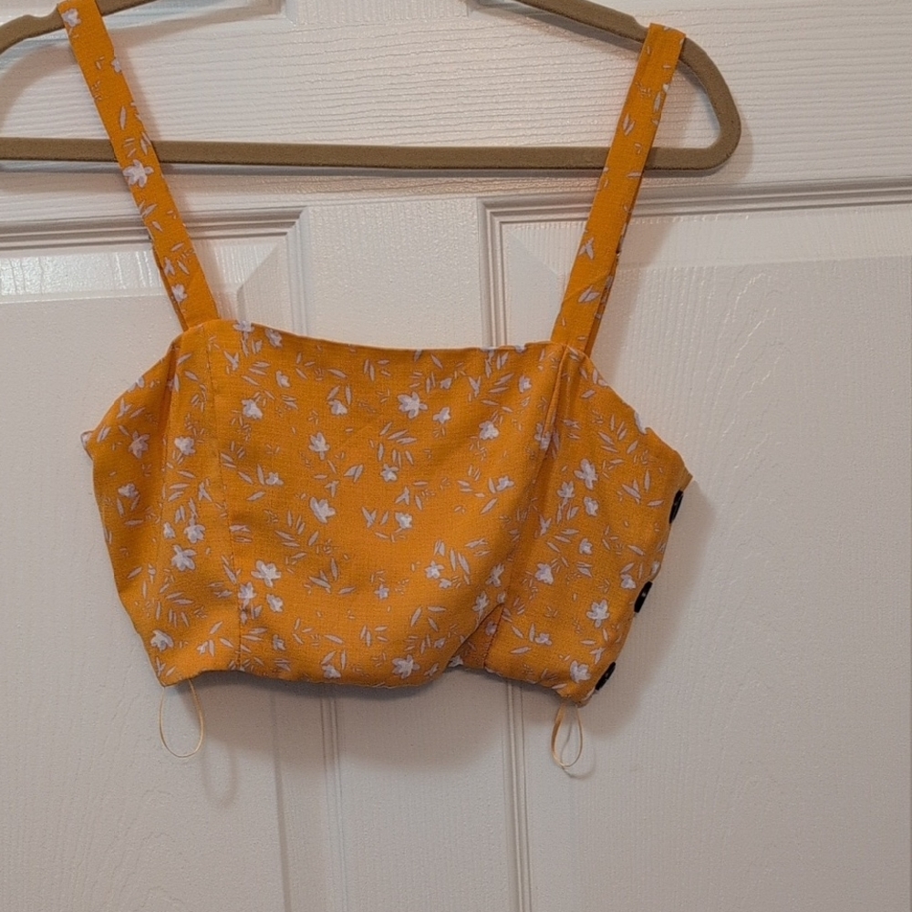 Orange Floral Crop Top " Endless Blu" Sunkist